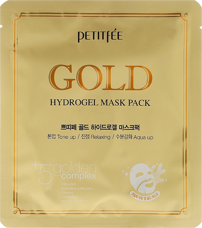 Hydrogel Face Mask with Golden Complex +5 - Petitfee&Koelf Gold Hydrogel Mask Pack +5 Golden Complex — photo N1