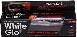 Set - White Glo Charcoal Deep Stain Remover Toothpaste (toothpaste/100ml + toothbrush) — photo N1