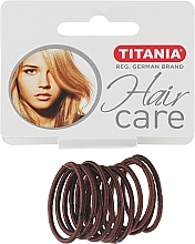 Hair Tie, elastic, 2 mm, 12 pcs, brown - Titania — photo N9