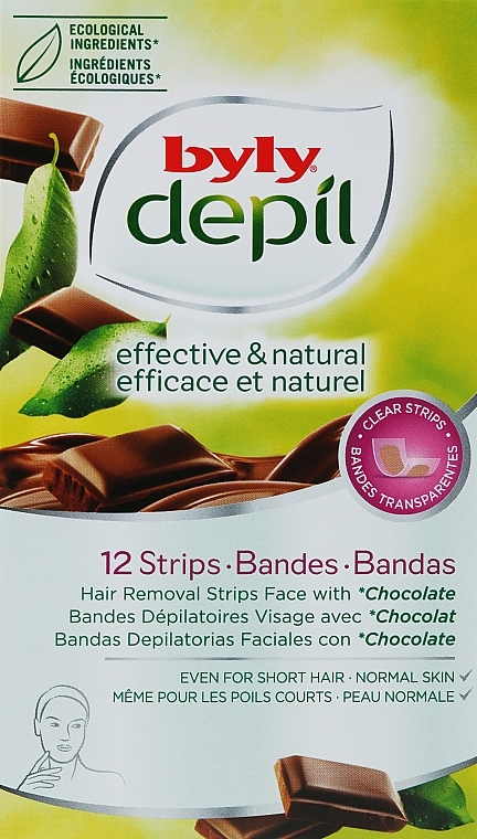 Face Depilation Wax Strips "Chocolate" - Byly Depil Chocolate Hair Removal Strips Face — photo N3
