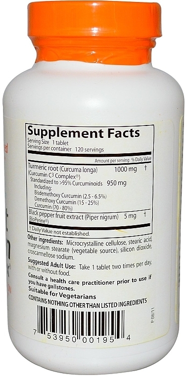 High Absorption Curcumin with C3 Complex & BioPerine, 1000 mg, tablets - Doctor's Best — photo N19