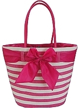 Fragrances, Perfumes, Cosmetics Beach Bag, 53x38x20 cm, red and white striped with bow - Corvet