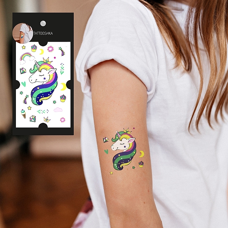 Temporary Tattoo 'Happy Unicorn' - Tattooshka — photo N8