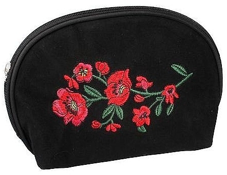 Makeup Bag "Suede", 96303, black with embroidery - Top Choice — photo N1