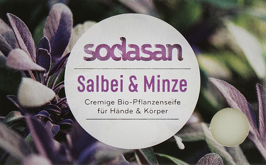 Organic Antiseptic Face Soap "Sage & Mint" - Sodasan — photo N5