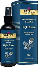 Fragrances, Perfumes, Cosmetics Natural Deodorant Spray 'Night Queen' - Sattva Natural Deodorant Body Mist Night Queen