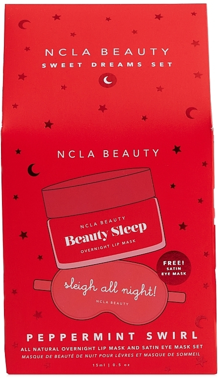 Set - NCLA Beauty Sweet Dreams Peppermint Swirl Lip Mask Gift Set (lip mask/15 ml + sleeping mask/1 pc) — photo N1