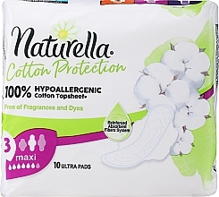 Sanitary Pads with Wings, 10pcs - Naturella Cotton Protection Ultra Maxi — photo N1
