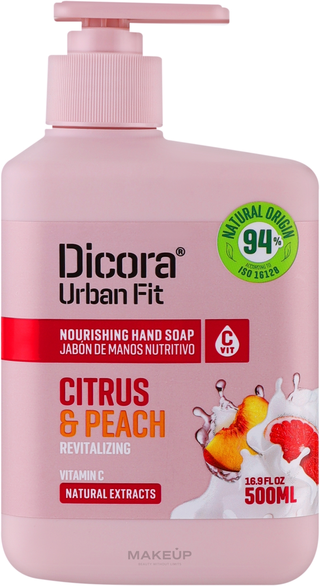 Vitamin C Liquid Hand Soap with Citrus & Peach Scent - Dicora Urban Fit Nourishing Hand Soap Vit C Citrus & Peach — photo 500 ml