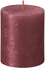 Fragrances, Perfumes, Cosmetics Cylinder Candle Red, 80/68 mm - Bolsius Rustic Shimmer Metallic Candle