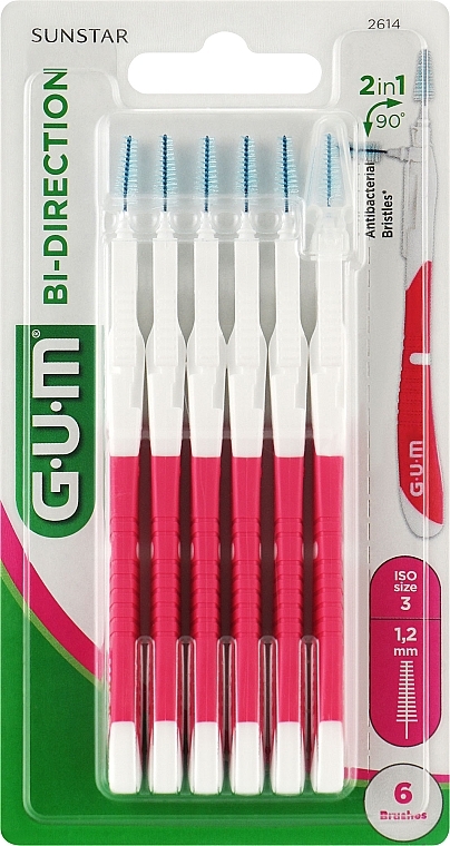 Double-Ended Interdental Brush, 1.2 mm, pink - Sunstar Gum Bi-direction — photo N9