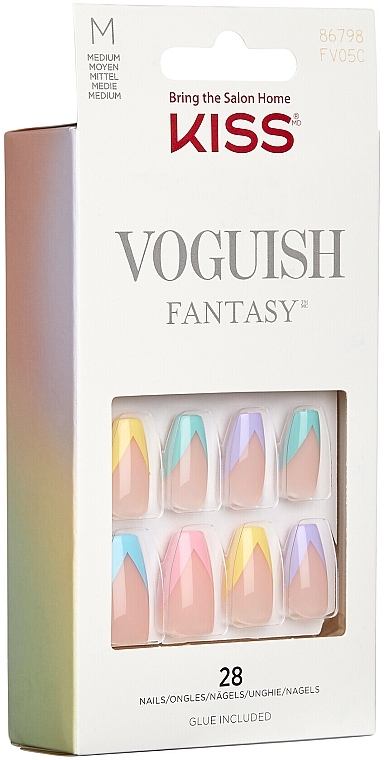 False Nails with Glue Set, M - Kiss Voguish Fantasy Nails Disco Ball — photo N2