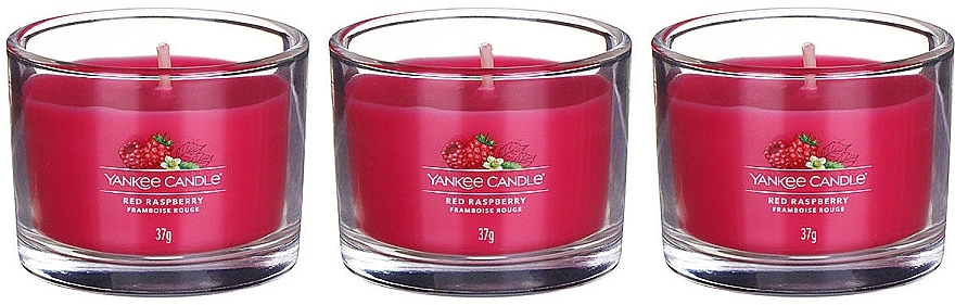 Scented Candle Set "Red Raspberry" - Yankee Candle Red Raspberry (candle/3x37g) — photo N32