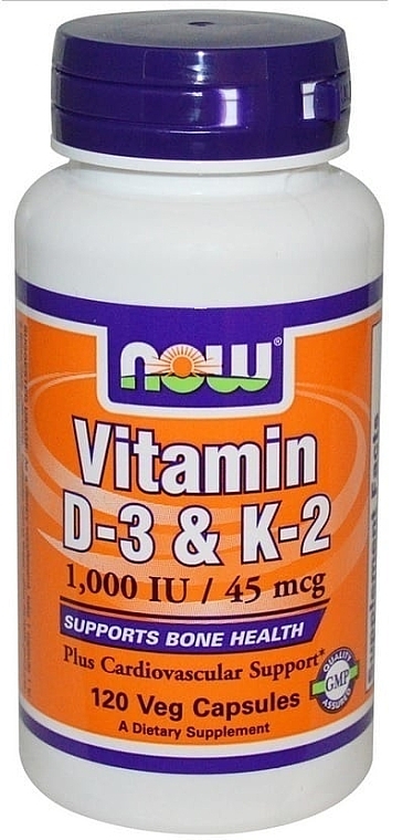 Capsules "Vitamins D3 & K-2" - Now Foods Vitamin D3 & K2 1000 IU/45mcg — photo N7