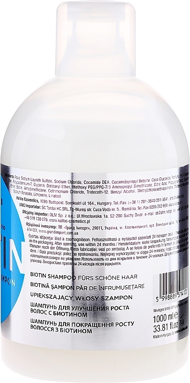 Hair Growth Shampoo - Kallos Cosmetics Biotin Beautifying Shampoo — photo N2