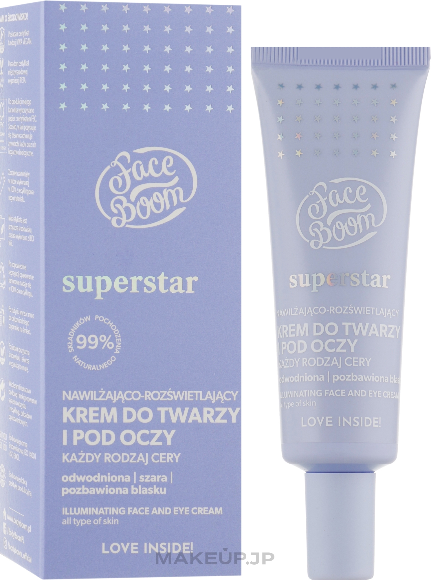 Moisturising & Brightening Face & Eye Cream - BodyBoom FaceBoom SuperStar Illuminating Face And Eye Cream — photo 50 ml