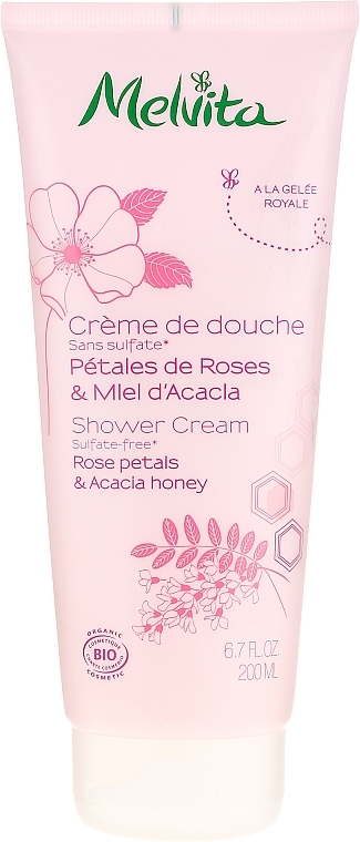 Shower Cream "Rose & Acacia Honey" - Melvita Body Care Shower Rose & Acacia Honey — photo N1