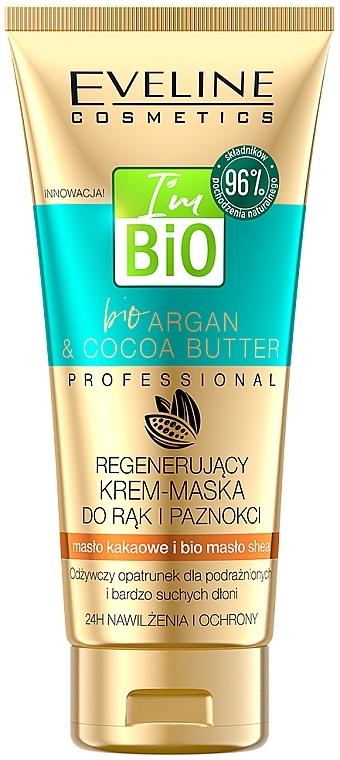 Regenerating Hand & Nail Cream-Mask - Eveline Cosmetics Bio Aragan & Cocoa Butter Regenerating Hand Cream Mask — photo N3