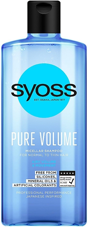 Micellar Shampoo for Normal & Thin Hair - Syoss Pure Volume Micellar Shampoo — photo N1