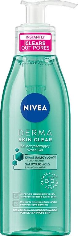 Face Ceansing Gel - Nivea Derma Skin Clear Wash Gel — photo N1