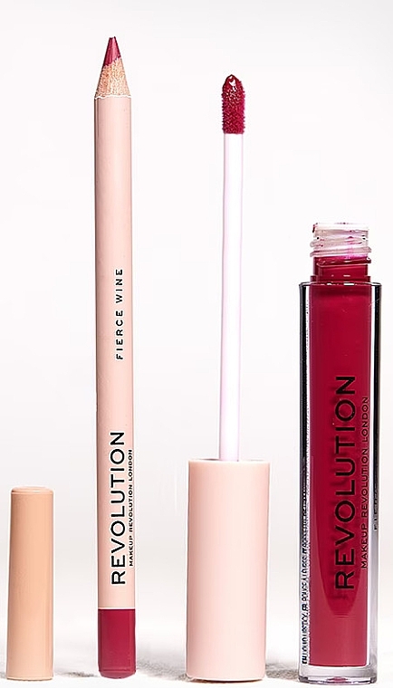 Makeup Revolution Lip Contour Kit Fierce Wine (lipstick/3ml + l/pencil/0.8g) - Lip Makeup Set — photo N3