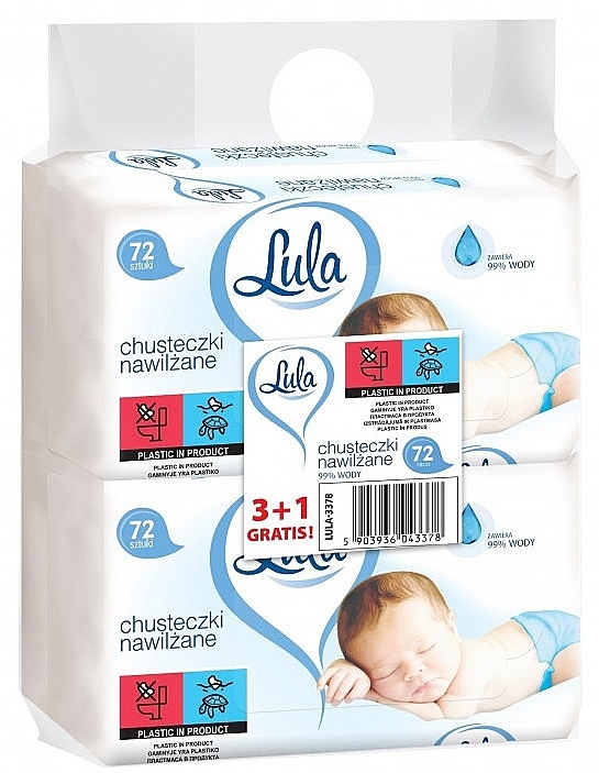 Baby Wipes 99% Water-Based, 4x72 pcs - Lula Baby — photo N1