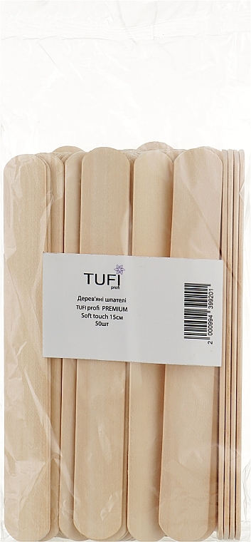 Wooden Spatula, 15 cm, 50 pcs - Tufi Profi Premium Soft Touch — photo N4