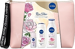 Fragrances, Perfumes, Cosmetics Set - Nivea Rose Vibes (sh/gel/250ml + b/milk/400ml + deo/50ml + pouch)