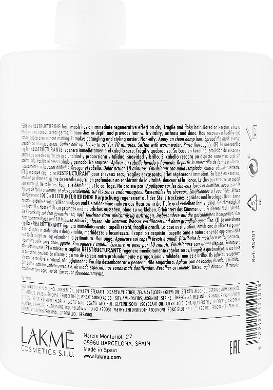 Restructuring Hair Mask - Lakme Master Mask — photo N15