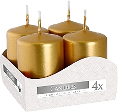Votive Candle Set 40x60 mm, gold metallic, 4 pcs. - Bispol — photo N1