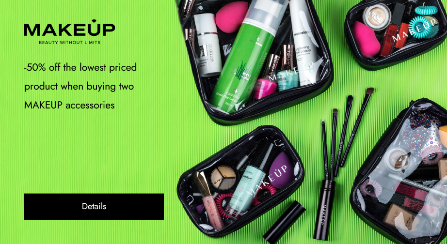 -50% off the lowest priced product when buying two MAKEUP accessories