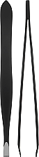 Professional Tweezers, straight, P-33, rubberized, black - Beauty LUXURY — photo N3