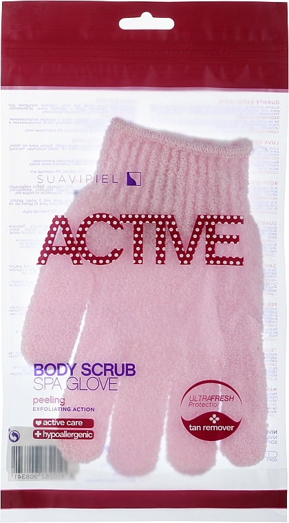 Exfoliating Body Glove, pink - Suavipiel Active Body Scrub Spa Glove — photo N2