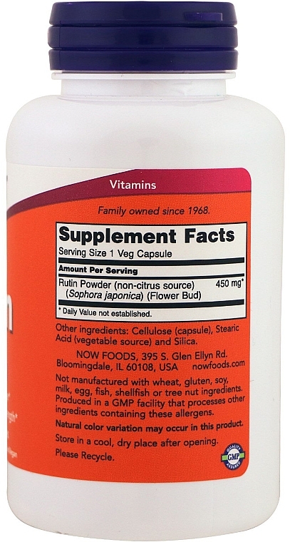 Capsules "Rutin", 450mg - Now Foods Rutin — photo N11