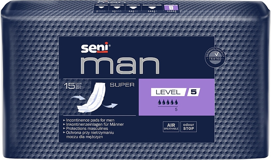 Seni Man Super Level 5 Urological Pads for Men, 15 pcs - Art — photo N1