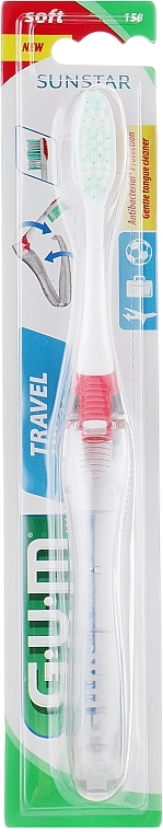 Travel Toothbrush, soft, red - G.U.M Soft Toothbrush — photo N1