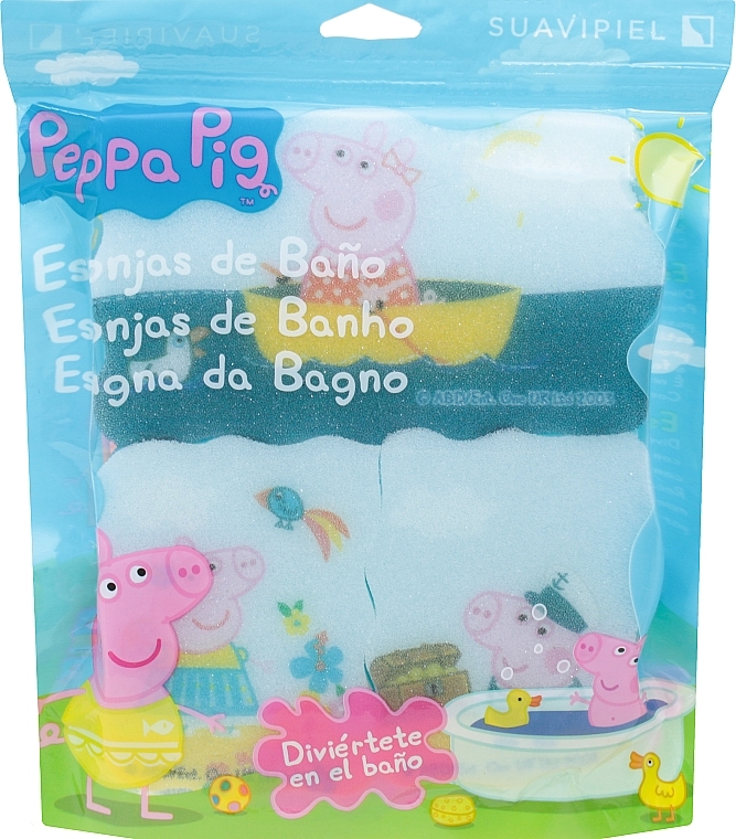 Bath Sponge Set "Peppa Pig" 3pcs, sea travel - Suavipiel Peppa Pig Bath Sponge — photo N1