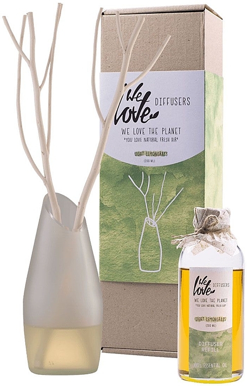 Reed Diffuser with a Glass Vase - We Love The Planet Light Lemongras Diffuser — photo N5