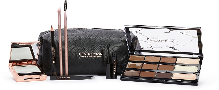 Eyebrow Makeup Gift Set, 8 items - Makeup Revolution Brow Shaping Kit With Bag Gift Set — photo N1