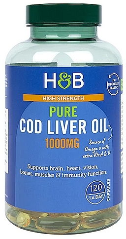 Food Supplement 'Cod Liver Oil', 1000mg - Holland & Barrett Pure Cod Liver Oil — photo N1