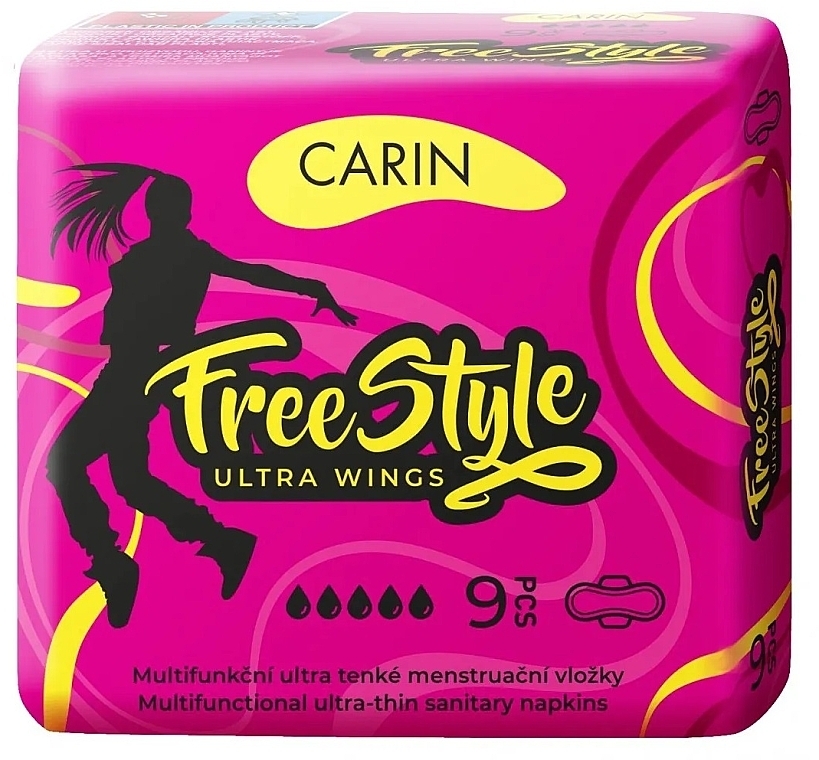 Sanitary Pads, 9 pcs - Carin Free Style Ultra Wings — photo N1