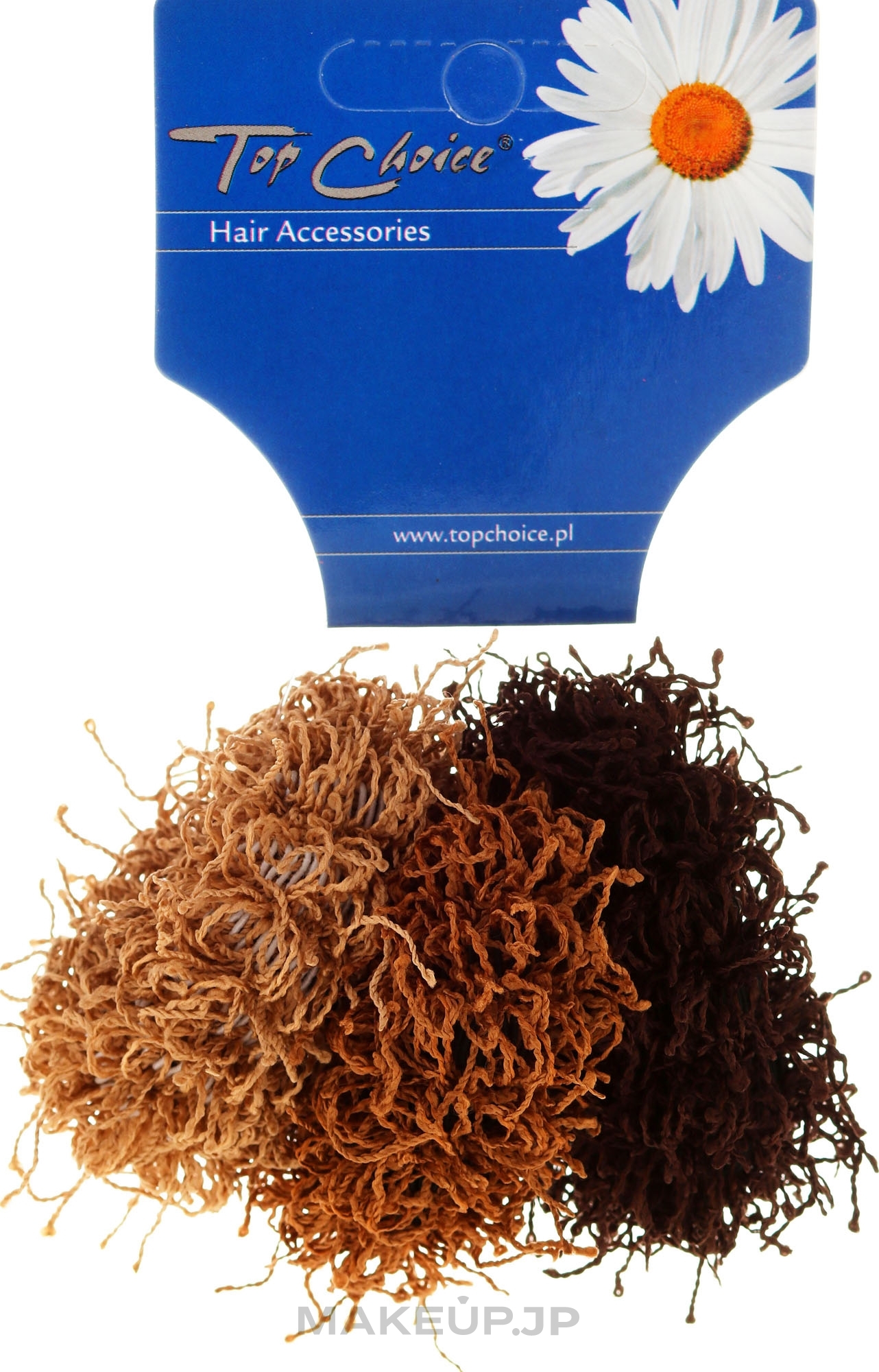 Elastic Hair Bands "Spaghetti" 3 pcs, brown - Top Choice — photo 3 szt.