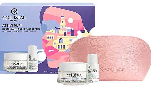 Set - Collistar Attivi Puri Anti-Wrinkel Firming Routine Gift Set (f/cr/50ml+f/lot/15ml) — photo N1