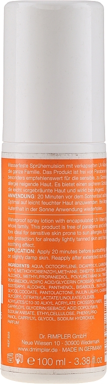 Sun Protection Spray Lotion SPF 15 - Dr. Rimpler Sun Skin Protection Spray Lotion SPF 15 — photo N2