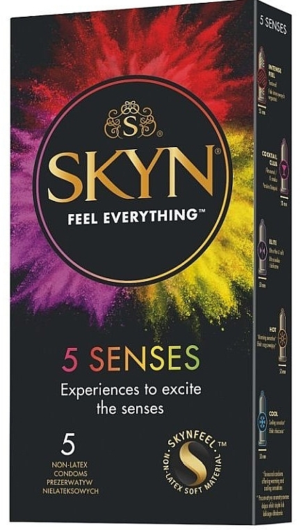 Condoms, 5 pcs - Unimil Skyn 5 Senses — photo N1