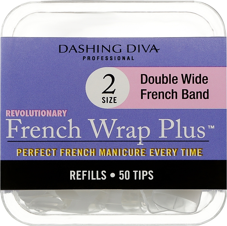 Wide Tips 'French Smile+' - Dashing Diva French Wrap Plus Double Wide White 50 Tips (Size 2) — photo N2