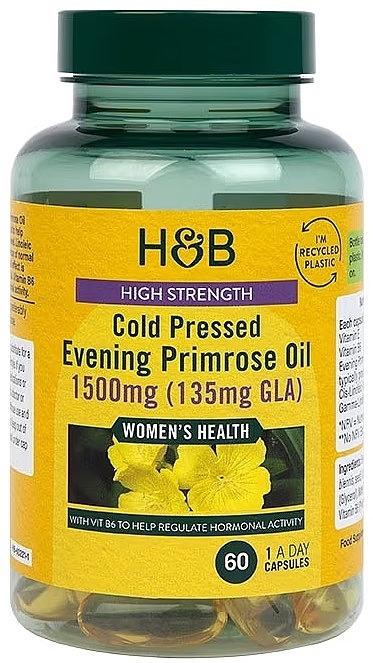 Evening Primula Dietary Supplement, 1500 mg - Holland & Barrett High Strength Cold Pressed Evening Primrose Oil 1500mg — photo N1