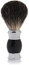 Fragrances, Perfumes, Cosmetics Shaving Brush with Black Badger Bristles, polymeric handle, black and silver - Golddachs Pure Badger Polymer Handle Black Silver