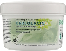 Fragrances, Perfumes, Cosmetics Massage Cream with Green Tea Extract - Vridlo Karlovarska Kosmetika Carlolacin