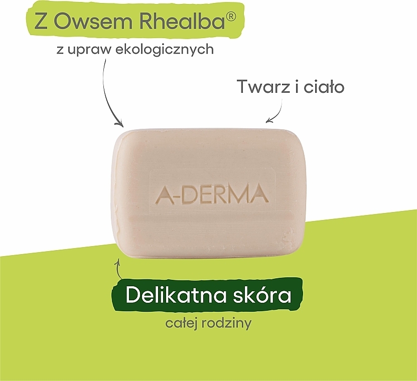 Dermatological Rhealba Oats Soap for Irritated Skin - A-Derma Soap Free Dermatological Bar — photo N3